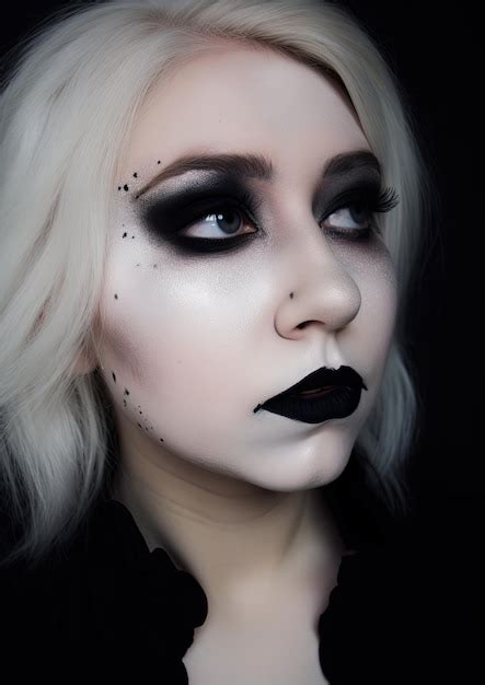 Maquillaje De Halloween Y Sesión De Fotos Gótica Foto Premium