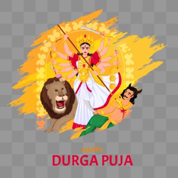 Goddess Durga Killing Mahishasura Happy Navratri And Puja Festival