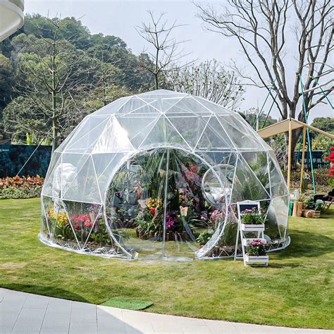 16 Ft Diameter Geodesic Dome Greenhouse Kit With Clear Cover, 5 Metre Geodesic Dome Tent ...