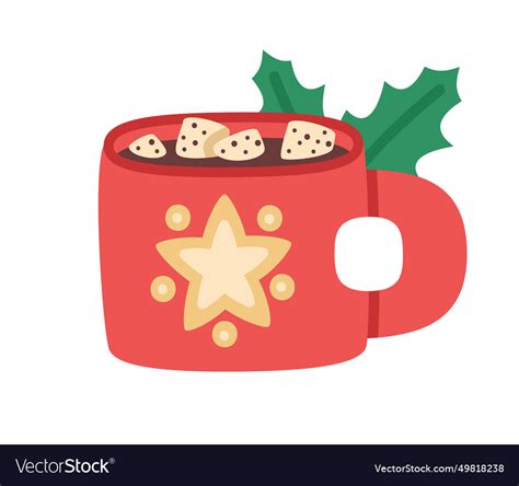 Christmas Hot Drink Cup Xmas Winter Holiday Cozy Vector Image