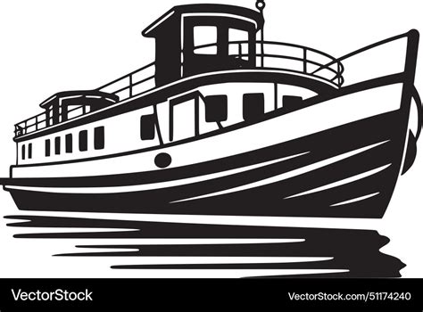 Boat Black And White Royalty Free Vector Image