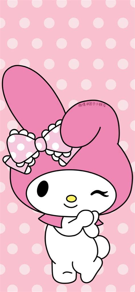 My Melody No Fundo De Bolinhas Rosas | พื้นหลังสีเหลือง, ศิลปะเด็ก, วอ ...