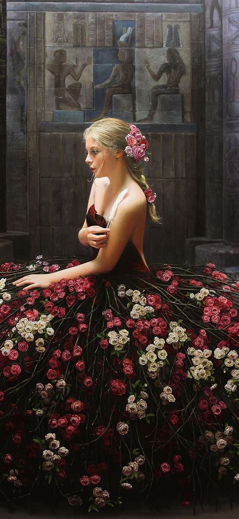 Fonds d écran Design créatif fille blonde jupe de fleurs 5120x2880 UHD 5K image