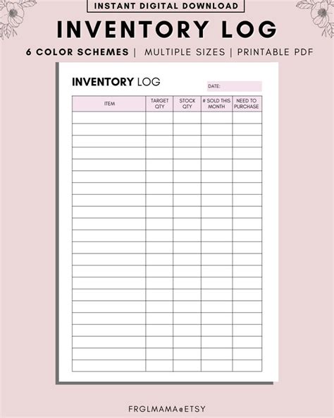 Templates Stationery Printable Inventory Template Inventory Management