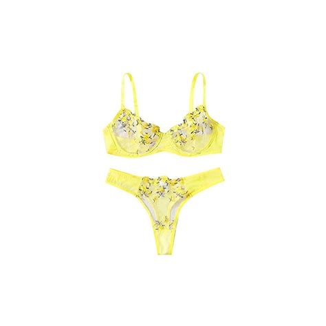 WERVOT Set Di Lingerie Sexy Dolce E Sexy A Vita Bassa Ricamo In Pizzo E Rete Giallo Lingerie