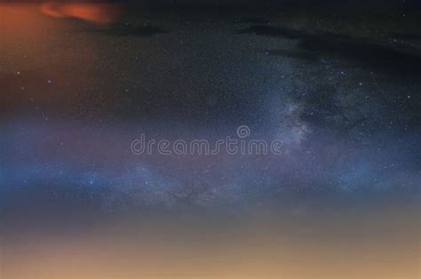 Cielo Notturno Azzurro Sul Tramonto Rosa Nebula Aurora Borealis Via