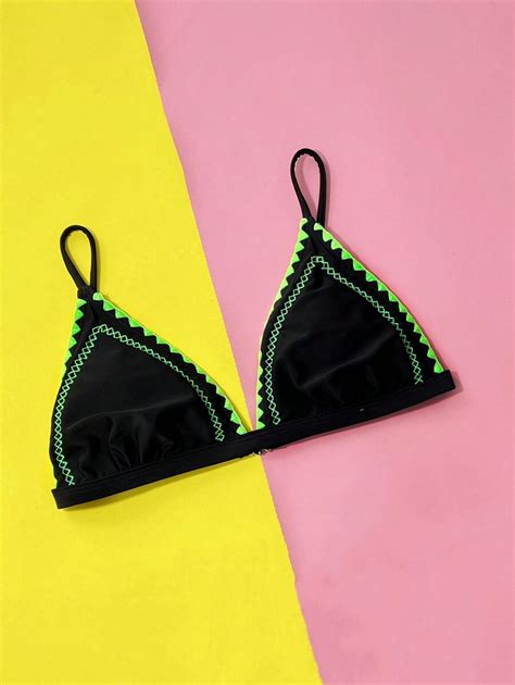 Whip Stitch Triangle Bikini Top Shein Usa