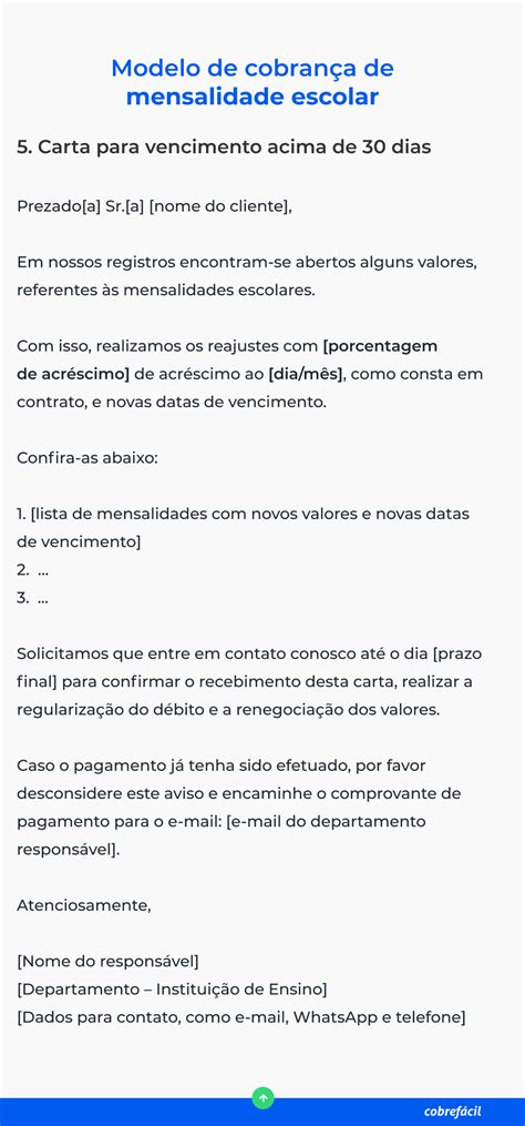 Modelos De Cobran As De Mensalidade Escolar Cobre F Cil Blog