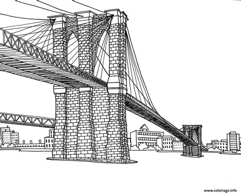 Coloriage Pont Brooklyn De La Ville De New York Dessin Ville Imprimer