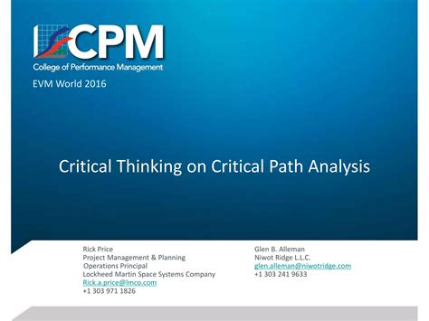 Critical Thinking on Critical Path Analysis | PPTX
