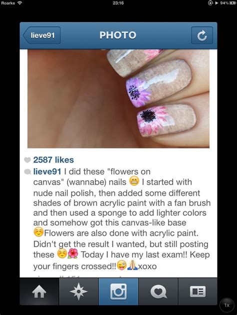 Floral Flowers Acrylic Paint Nail Art Crazy Nail Art Nude Nail Polish Nails