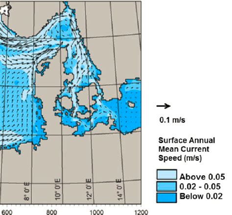 Mean Annual Surface Current Speed Blue Legend Of The North Sea