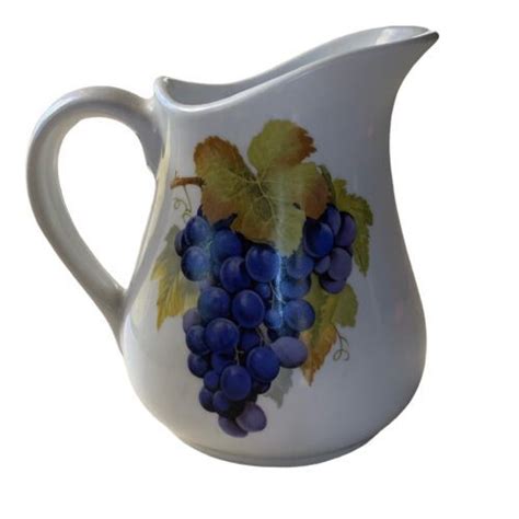 Bia Cordon Bleu Small Porcelain Pitcher Grape Leaves Fruit Made In