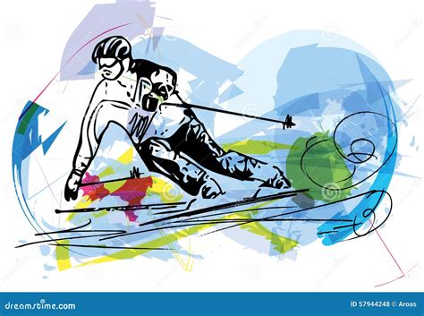 Skiing Sketch Illustration Stock Vector Illustration Of Holiday 57944248