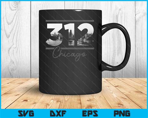 Chicago 312 Area Code Skyline Illinois Vintage SVG PNG Files