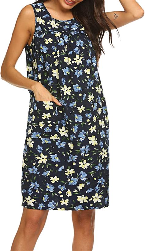 Sleeveless Shift Dress Sundress Floral Print House Dresses For Women