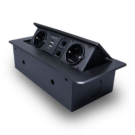 Розетка горизонтальная выдвижная 2 Euro 16A, 2 USB A с блоком 5В/2.1А ...