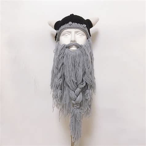 Viking Hat, Funny Handmade Knit Long Beard Beanie – Vicedeal