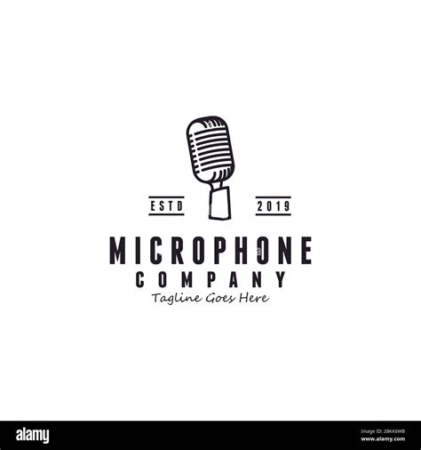 Vintage Classic Round Line Microphone Logo Design Stock Vector Image