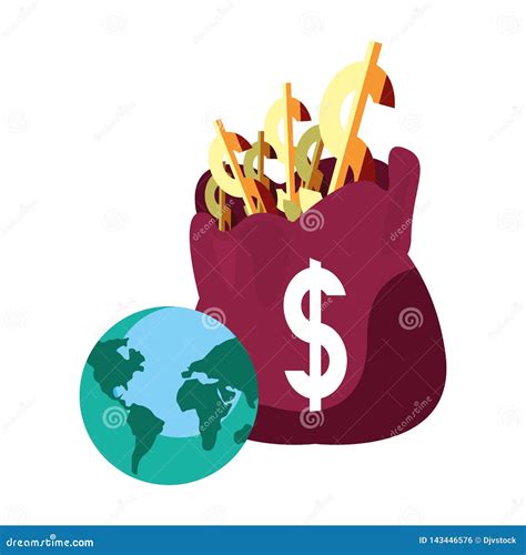 Money bag dollar world stock illustration. Illustration of bank - 143446576