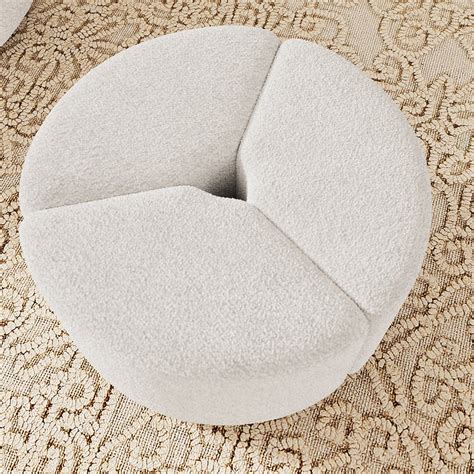 228dia Modern White Cream Boucle Ottoman Pouf Coffee Table Ottoman