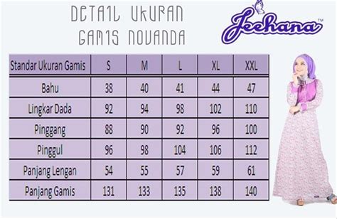 Standar Ukuran Baju Gamis Wanita