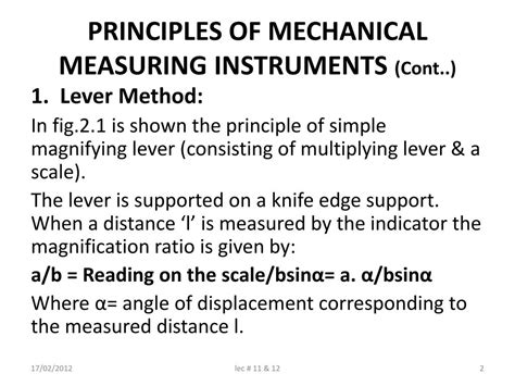 PPT - PRINCIPLES OF MECHANICAL MEASURING INSTRUMENTS PowerPoint ...