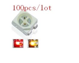 100cs/лот красный и желтый двухцветный smd led 3528 светильник диод ...