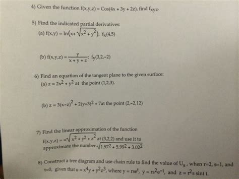 Solved 4 Given The Function F X Y Z Cos 4x 3y 2z