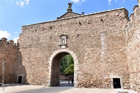 Toledo, Spain. Puerta de Bisagra a city gate of medieval Spanish city built by Arabs in 10th ...