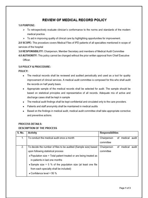 Ims 7 Review Of Medical Record Policy Pdf Medical Record Audit