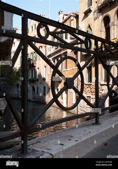 A wrought iron bridge design Venice, Italy Stock Photo - Alamy