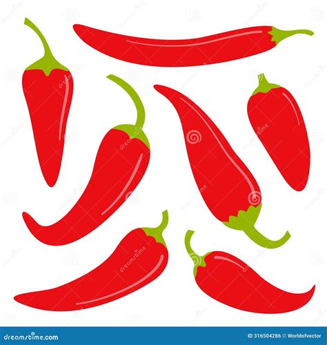 Hot Chili Pepper Icon Set Fresh Red Chili Cayenne Peppers Hot Food Spices Healthy Lifestyle