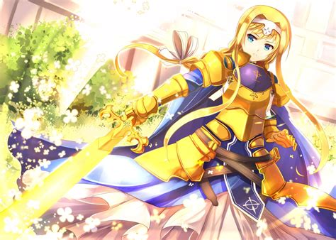 Alice Alice Zuberg Blue Eyes Sword Art Online Alicization Rising Steel Long Hair Blonde