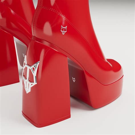 Naked Wolfe Patent Red Boots Model TurboSquid