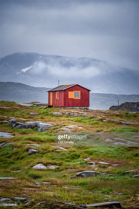 Red House At Rodebay Oqaatsut Settlement Greenland High Res Stock Photo