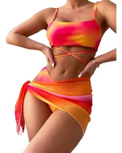 Traje De Ba O Dama Tres Piezas Bikini Sexy Para Mujer Meses Sin Inter S