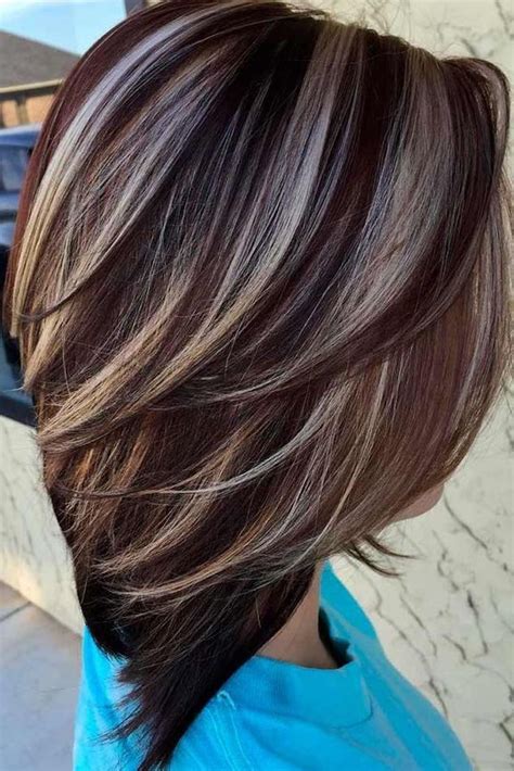 Medium Length Dark Brown Hair With Blonde Highlights