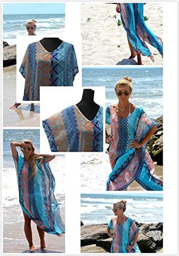 Merciy Boho Damen Strandponcho Sommer Kleid Berwurf Kaftan Strandkleid