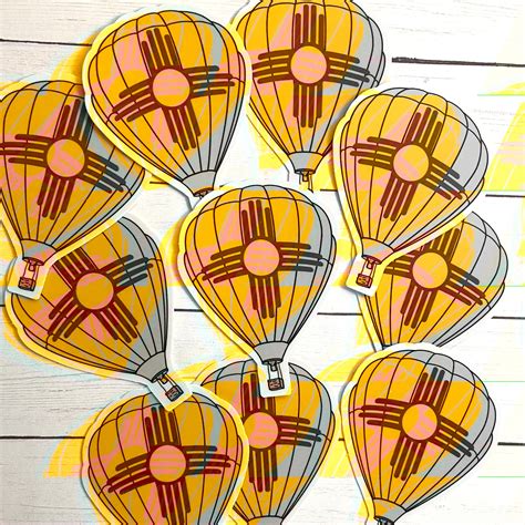 New Mexico Zia Symbol Hot Air Balloon Sticker Waterproof Sticker Etsy