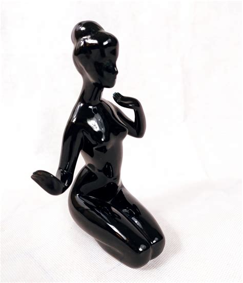 Porcelain Statue Nude Woman Kneeling By Vladimir David For Royal Dux 1960s 118779