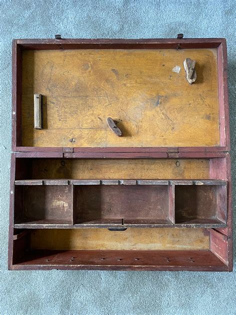 Rustic Wooden Tool Box Antique Tool Box Old Large Wooden Etsy