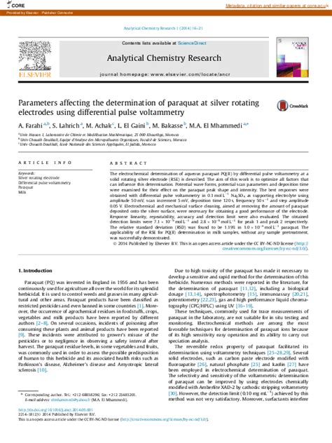 (PDF) Parameters affecting the determination of paraquat at silver ...