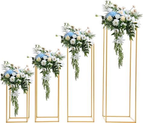 Amazon.com: 4Pcs Gold Wedding Flower Stands, 4 Different Sizes Metal ...
