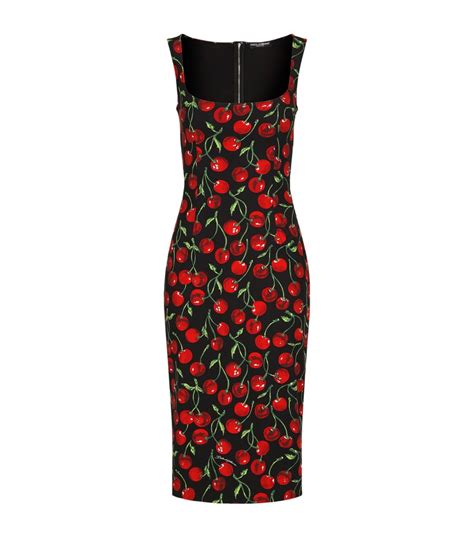 Womens Dolce Gabbana Multi Square Neck Cherry Print Dress Harrods Uk