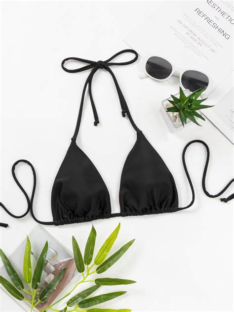 Shein Swim Basics Halter Triangle Bikini Top Shein Uk