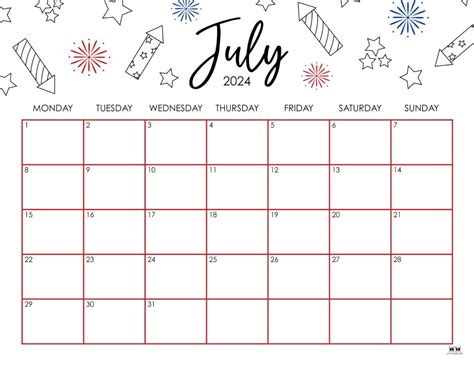 Free Printable Calendar July 2024 Imogen Damaris