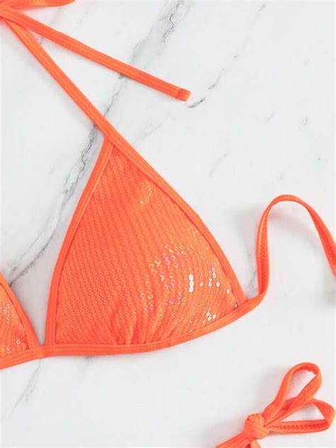 Shein Shein Swim Sxy Halter Triangle Tie Side Bikini Swimsuit Shein Usa