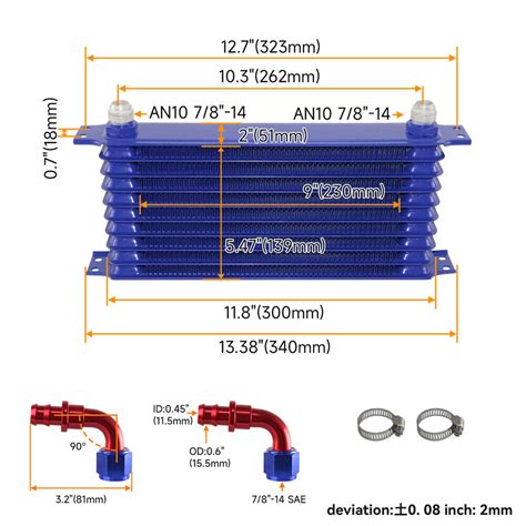 Universal Row An Engine Transmission Trust Oil Cooler W Fittings