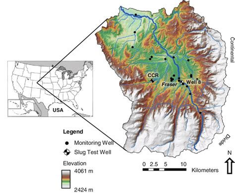 Location map of the Fraser River watershed, Colorado, USA, showing ...